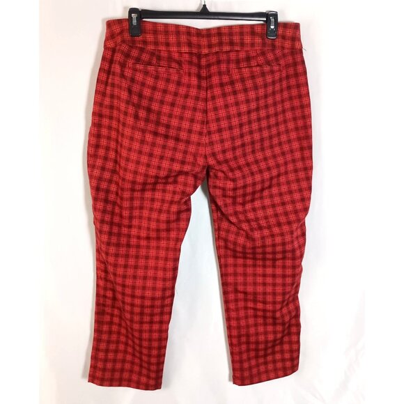 Croft & Barrow Effortless Stretch Pants Sz 18 Short Red Plaid Pull On Comfort - Picture 2 of 5